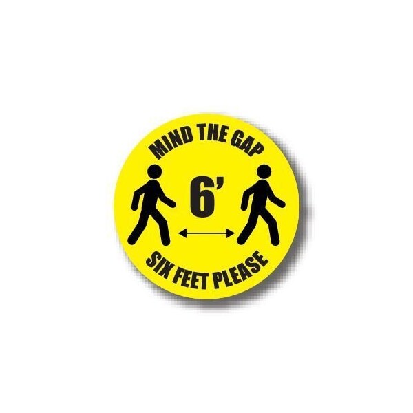 Ergomat 4in CIRCLE SIGNS Mind The Gap Six Feet Please DSV-SIGN 16 #6291 -UEN - main